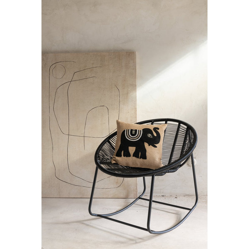 J-Line Cushion Elephant Textile Natural/Black Small