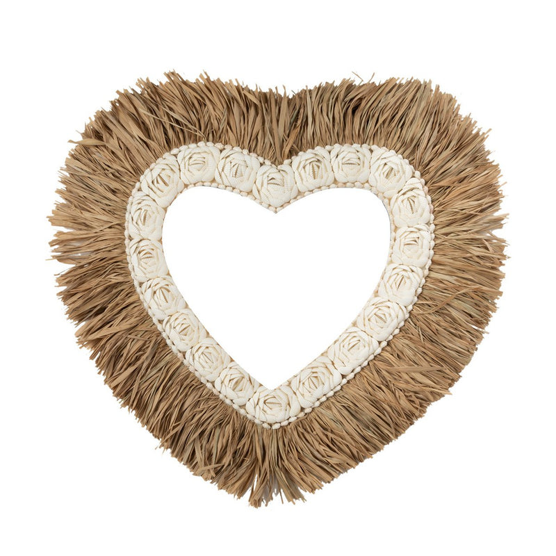 The Raffia Shell Heart - Natural white - L