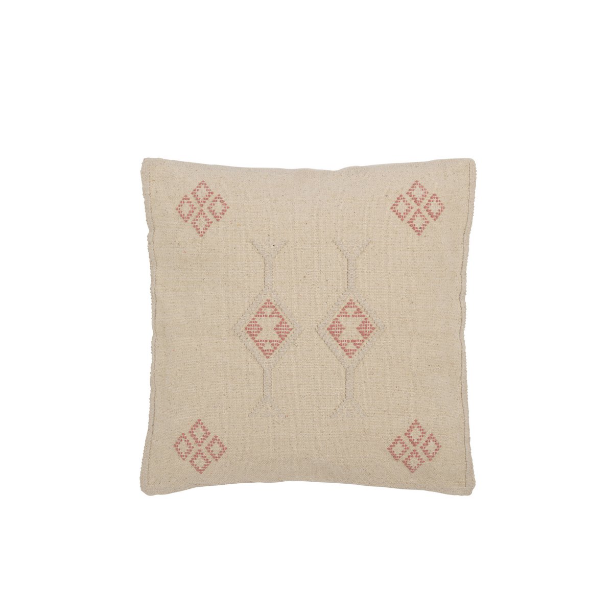 J-Line cushion Diamonds + Arrows - cotton - cream/pink