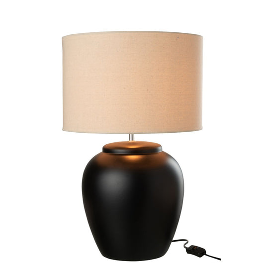 J-Line lamp Meli + Shade - ceramic/linen - black - large