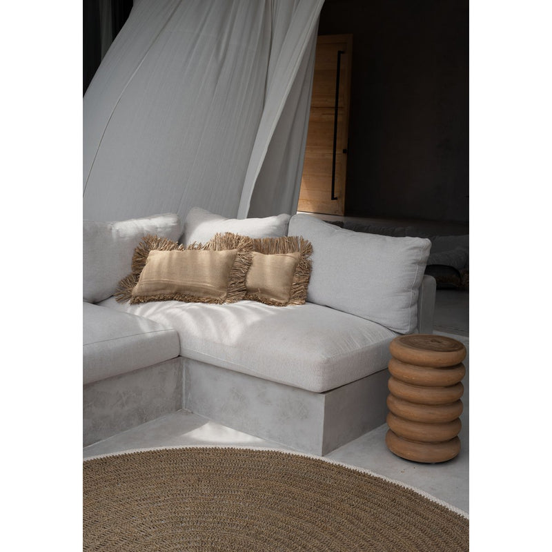 The round carpet of seagrass and cotton - natural white - 150 