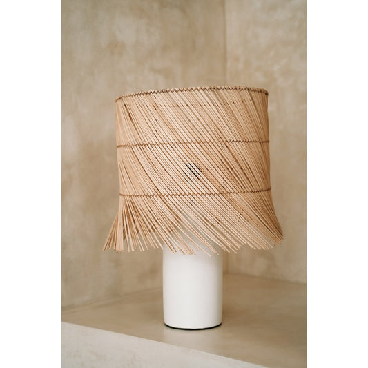 The rattan table lamp - white natural