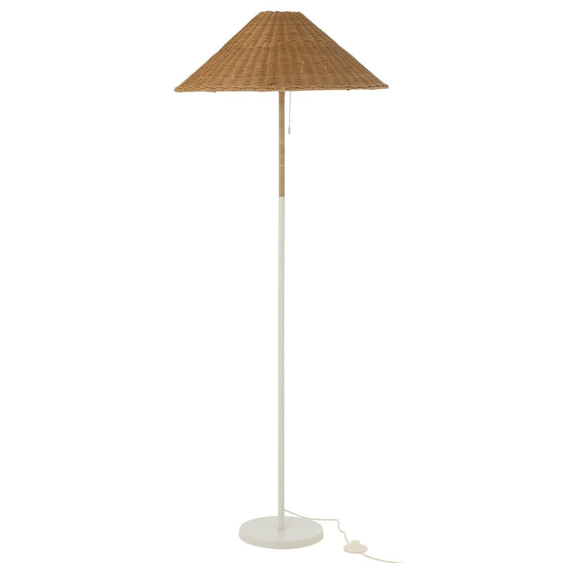 J-Line standing Lamp - metal/rattan - white/natural