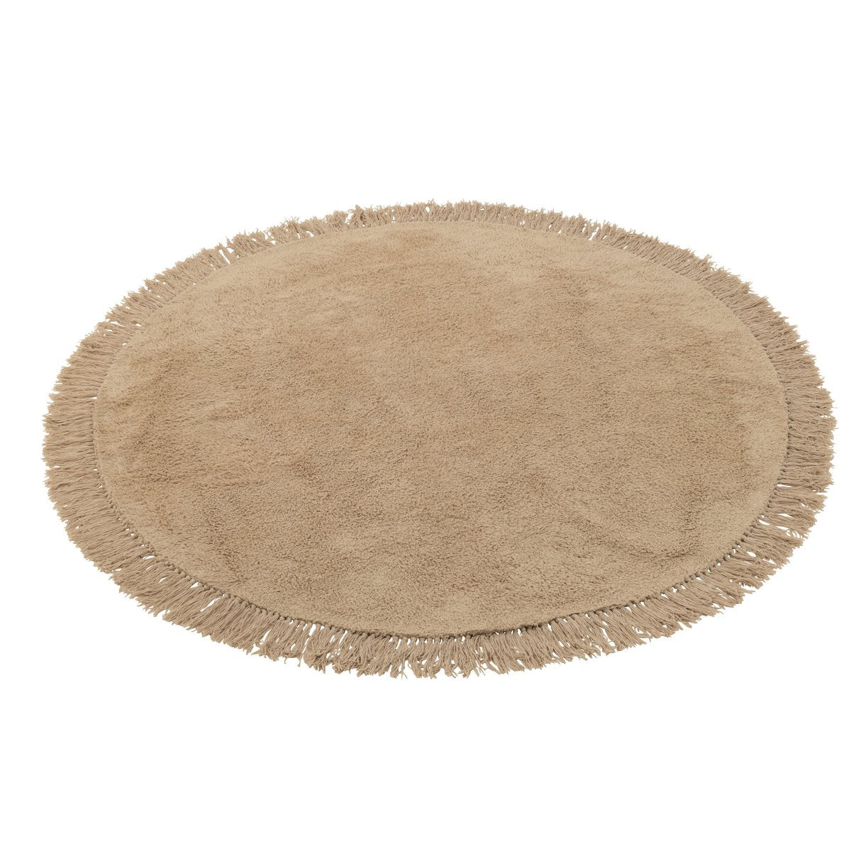 J-Line Carpet Round + Fringes Dark Beige 