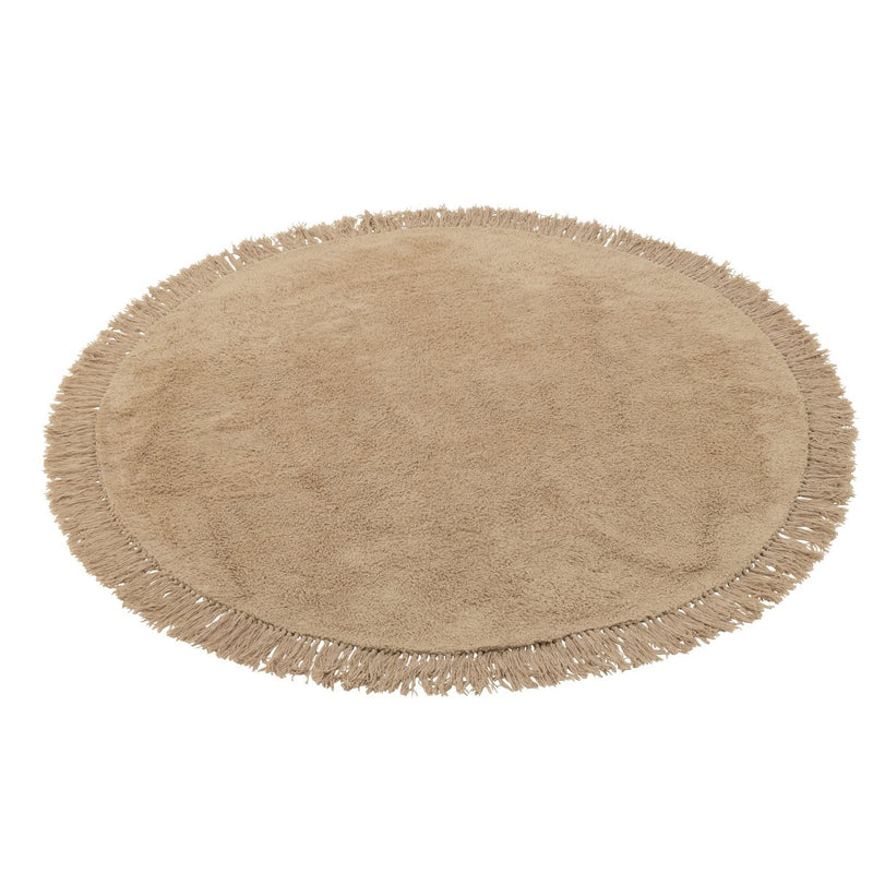 J-Line Carpet Round + Fringes Dark Beige 