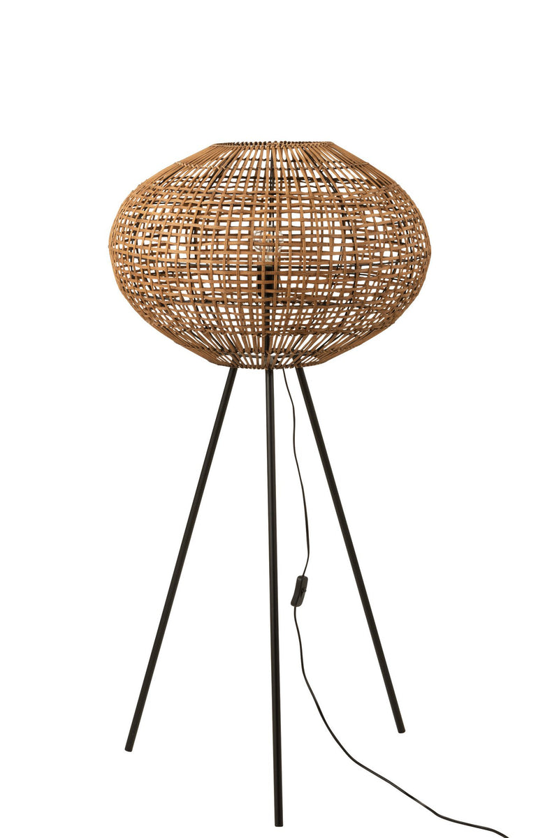 J-Line Floor Lamp Tripod Rattan/Metal Brown/Black Small