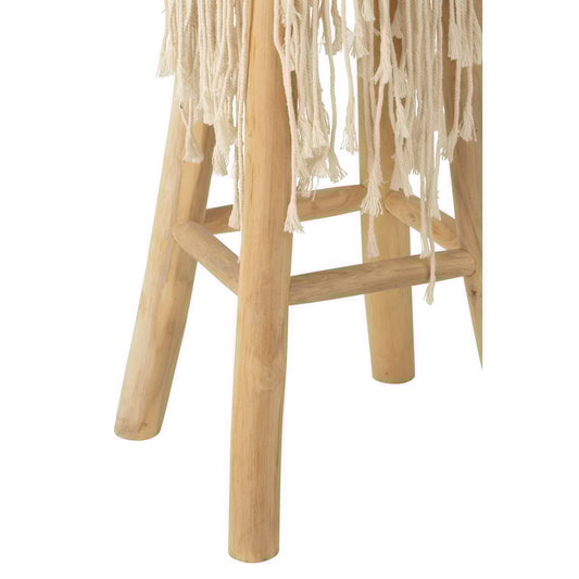 J-Line Bar Chair Fringes Wood/Macrame White