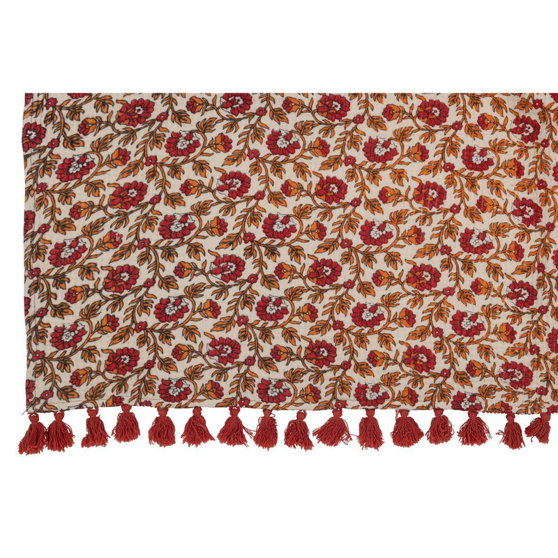 J-Line Plaid strand bloemen - katoen - rood