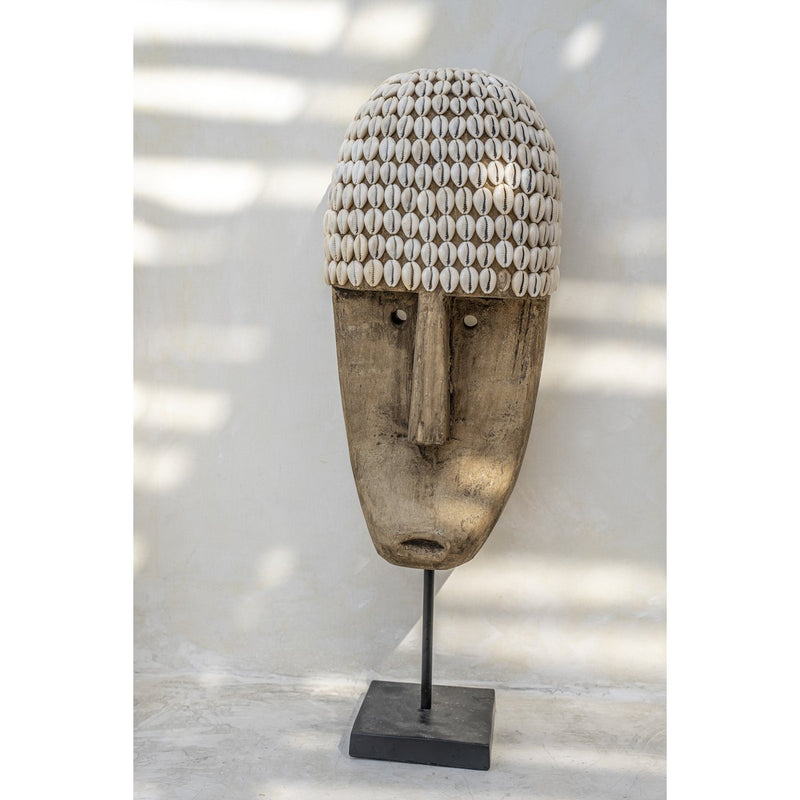 The cowrie mask on stand - large