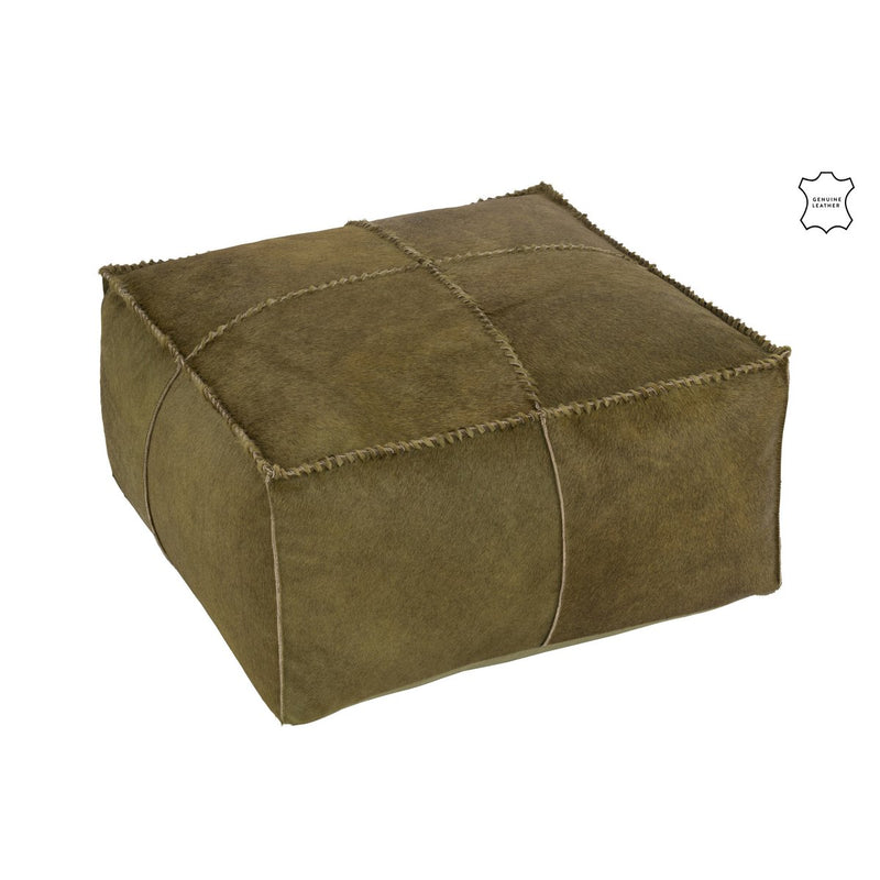 J-Line Pouf Rindshaarleder Oliv