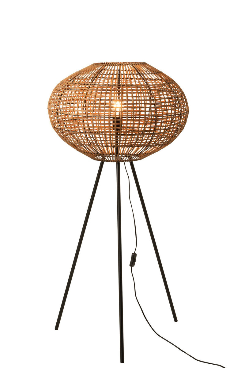 J-Line Floor Lamp Tripod Rattan/Metal Brown/Black Small