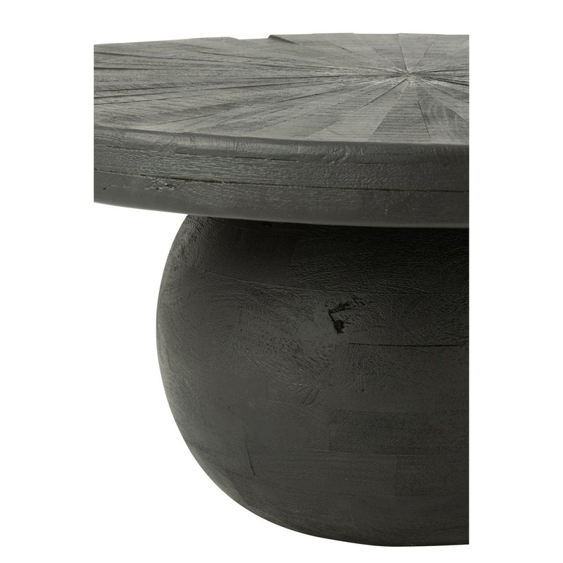 J-Line Side Table Bol Shanil Wood Black - 80.00 x 80.00 x 39.50 cm