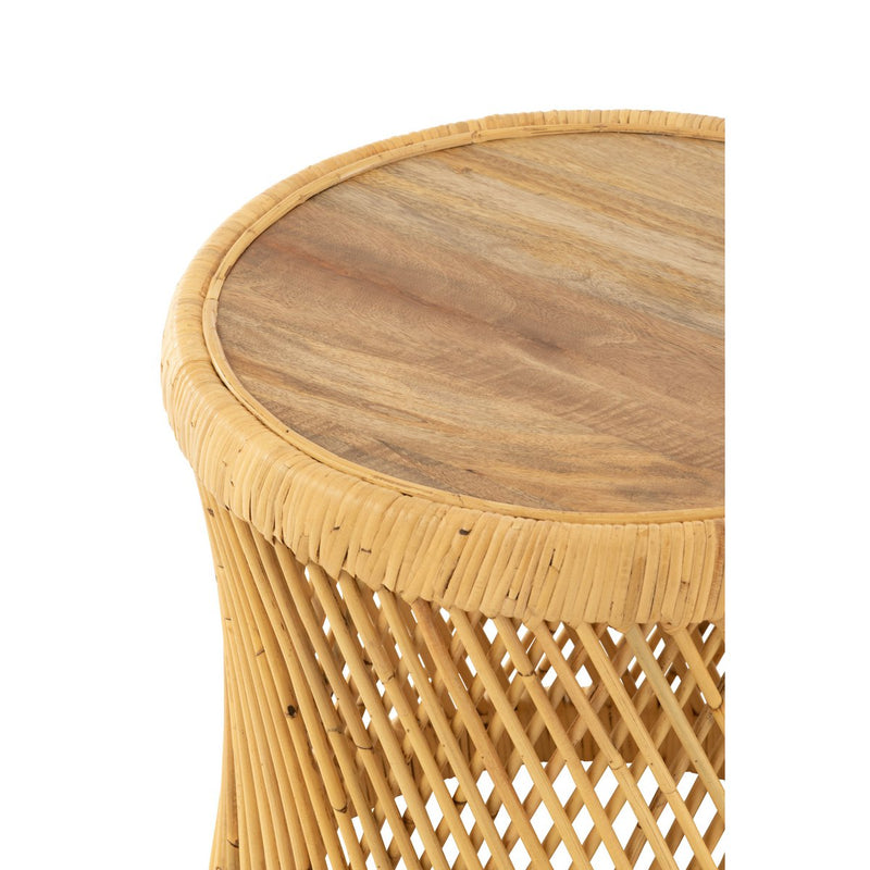 J-Line Zijtafel Cylindrisch Rotan Naturel