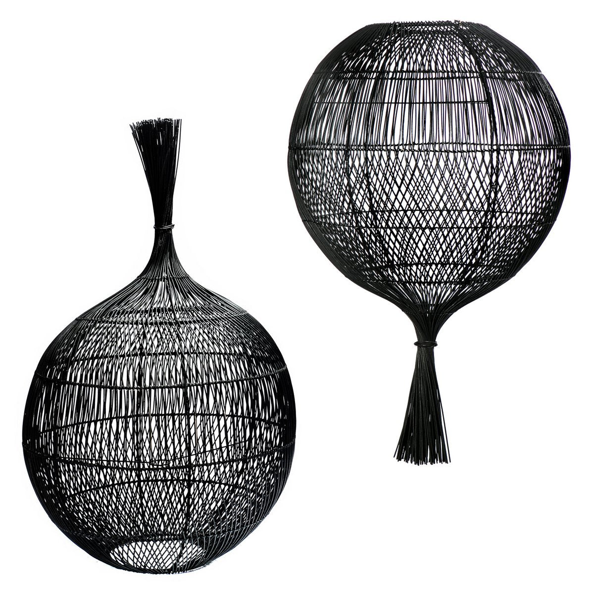 The Rattan Wonton Floor Lamp - Hanging Lamp - Black