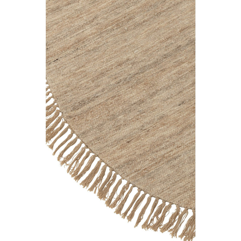 J-Line Teppich Rund + Fransen Zweifarbig – Wolle – Beige – klein