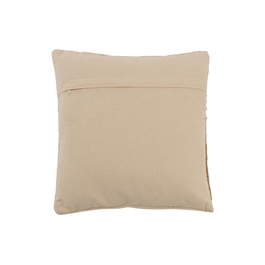 J-Line Cushion Fringes Square Cotton Beige