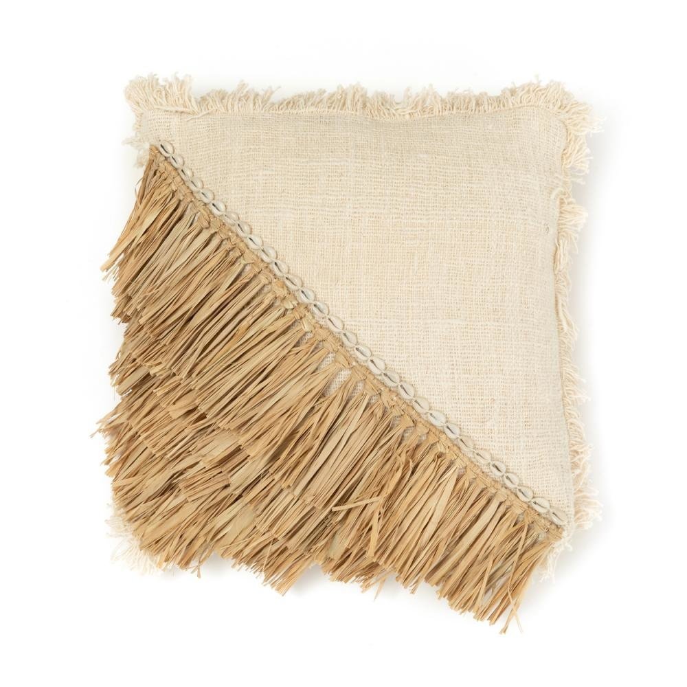 The Raffia Cotton Cushion Cover - Natural White - 60x60 