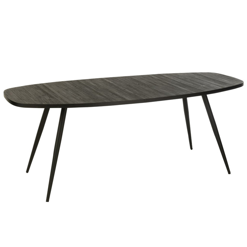 J-Line dining table Oval Recycled - wood - black