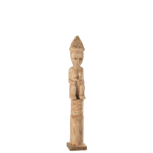 J-Line Afrikanische Figur, stehend, Holz, Natur, mittelgroß