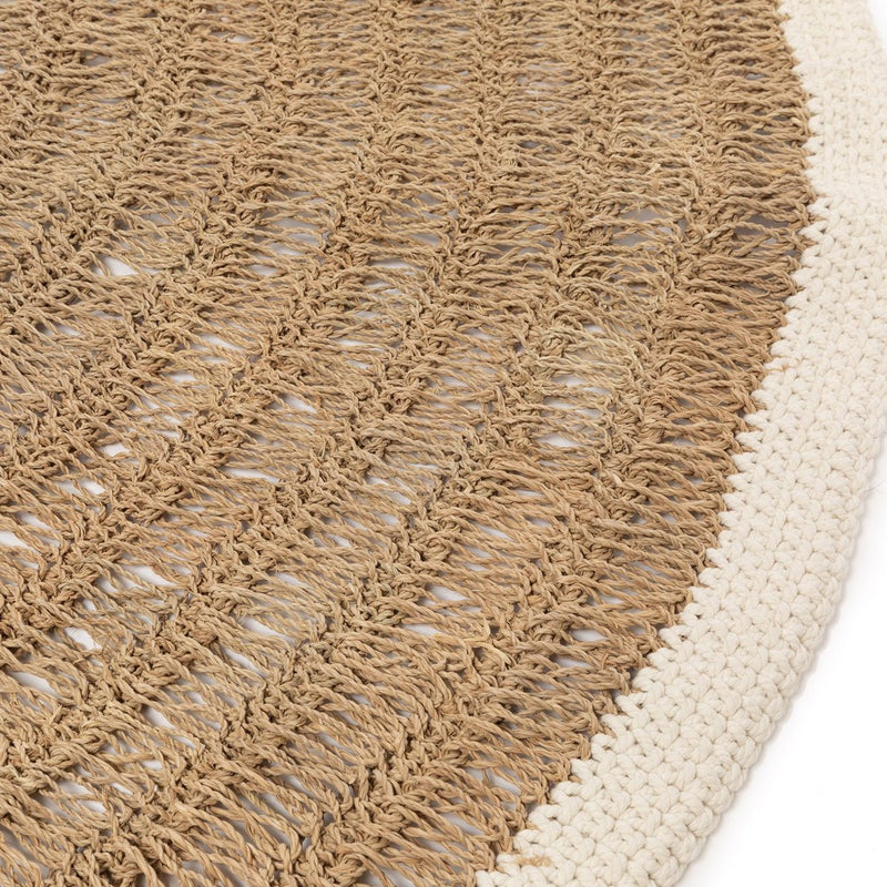 The round carpet of seagrass and cotton - natural white - 150 