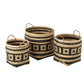 J-Line Set of 3 Basket Patterns Handles Bamboo Natural/Black