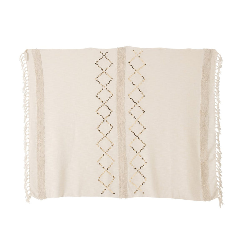 J-Line Plaid diamonds + fringes - cotton - sequins/white/gold