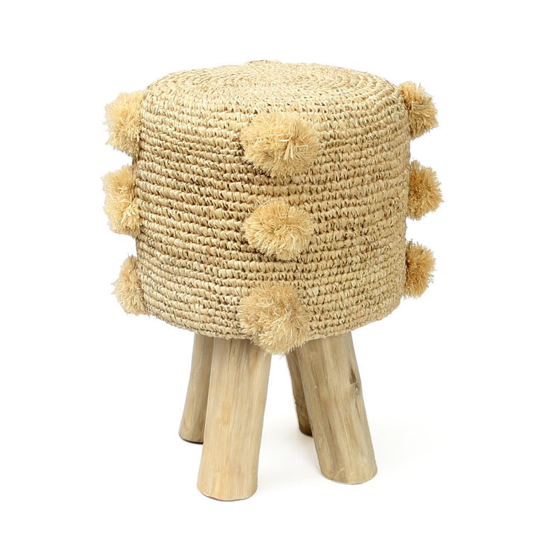 Der Bast-Pom-Pom-Hocker – Natur 