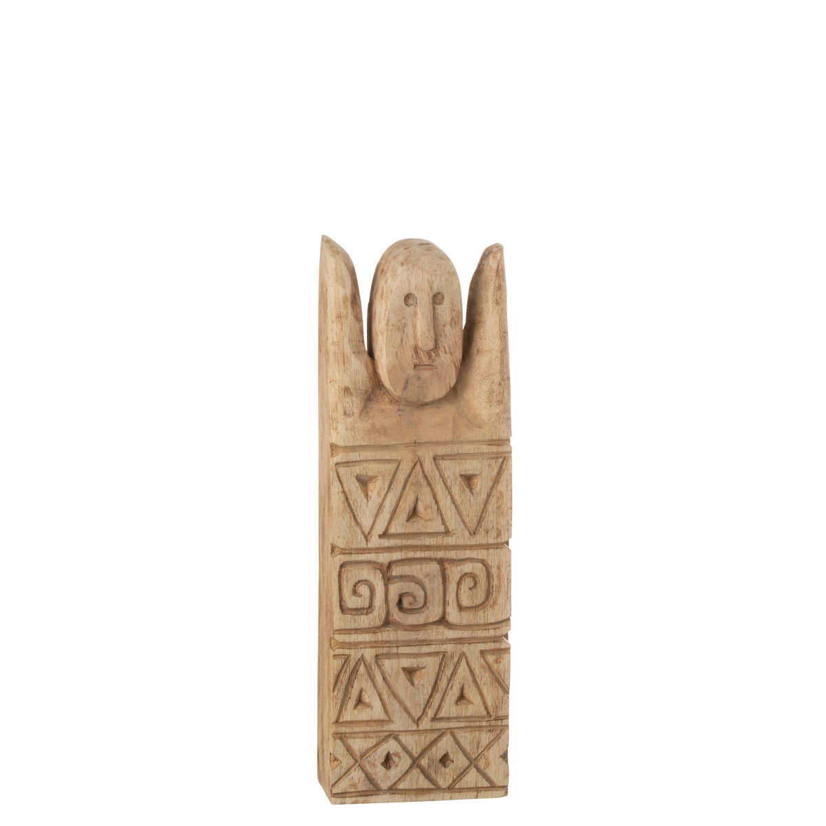 J-Line afrikanische geschnitzte Figur Happy Wood Natural