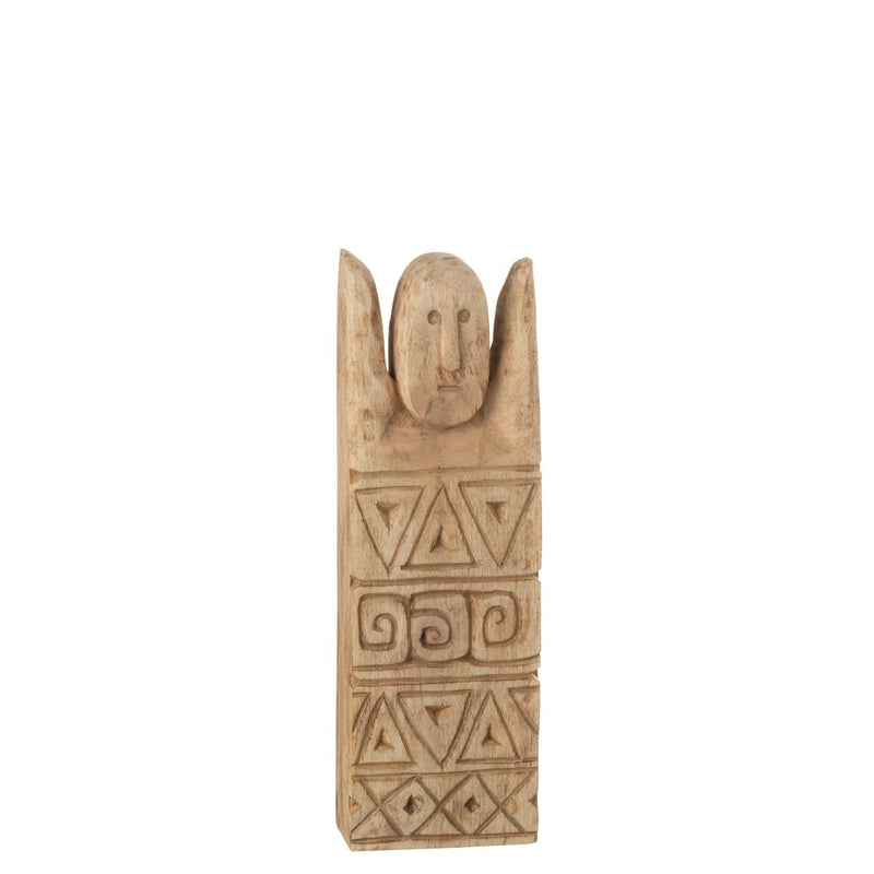 J-Line African Carved Figure Happy Wood Natural