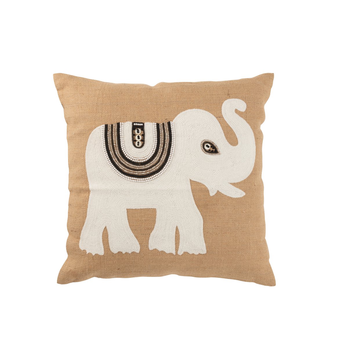 J-Line Cushion Elephant Textile Natural/White Large