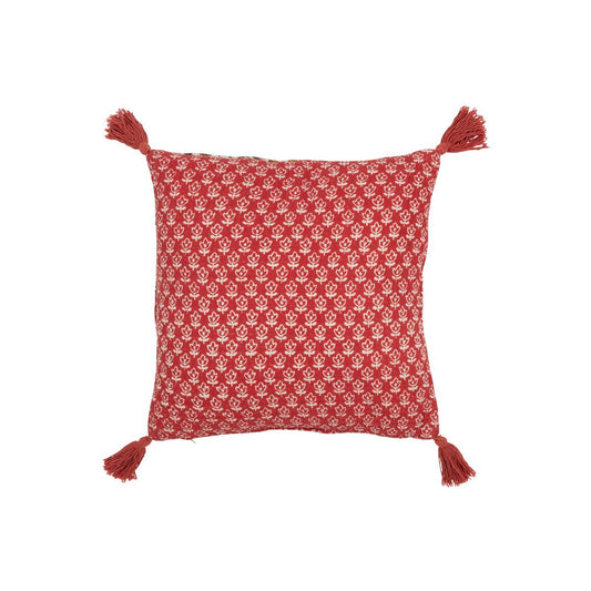 J-Line cushion Flowers + Tassels - cotton - red