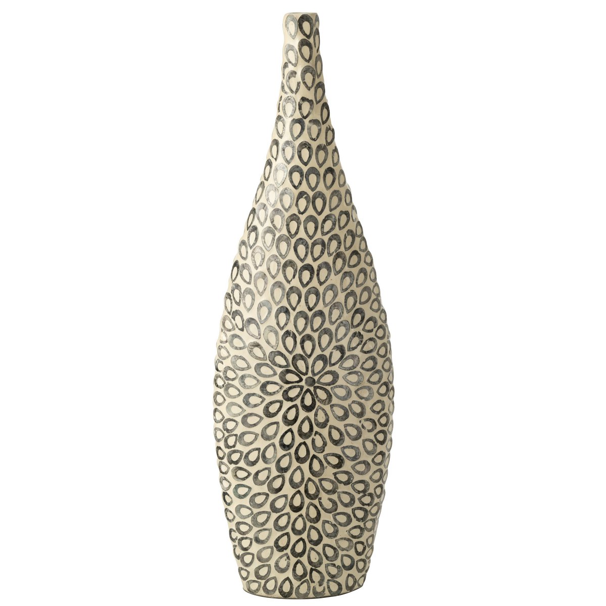 J-Line Vase Long Drop - Muscheln/Papier - Schwarz/Weiß