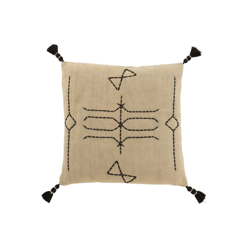 J-Line Cushion Graphic Shapes Square Cotton Gray