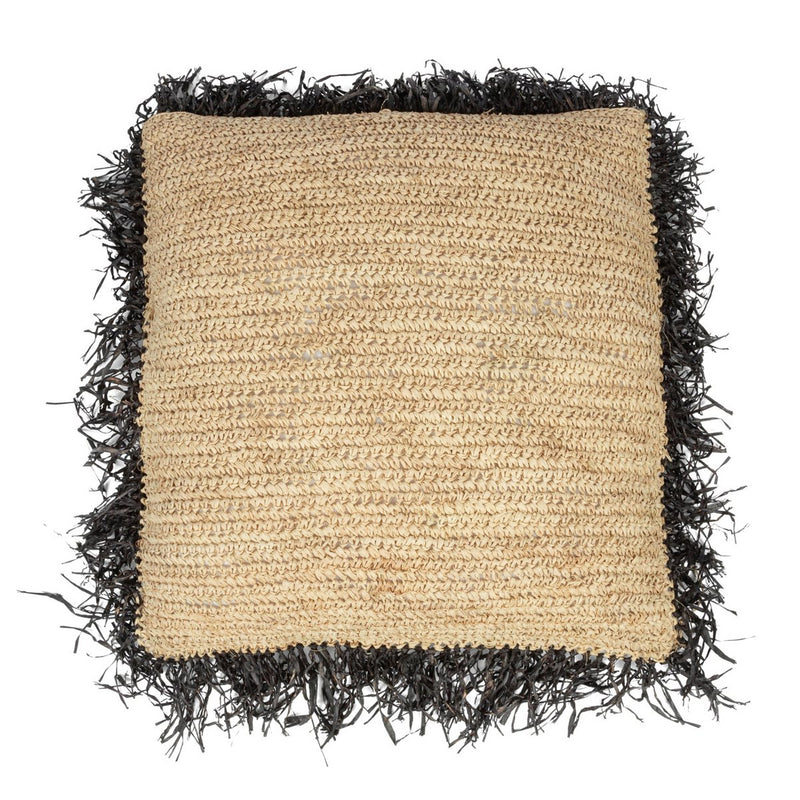 The Raffia Cushion Cover Square - Natural Black - L 