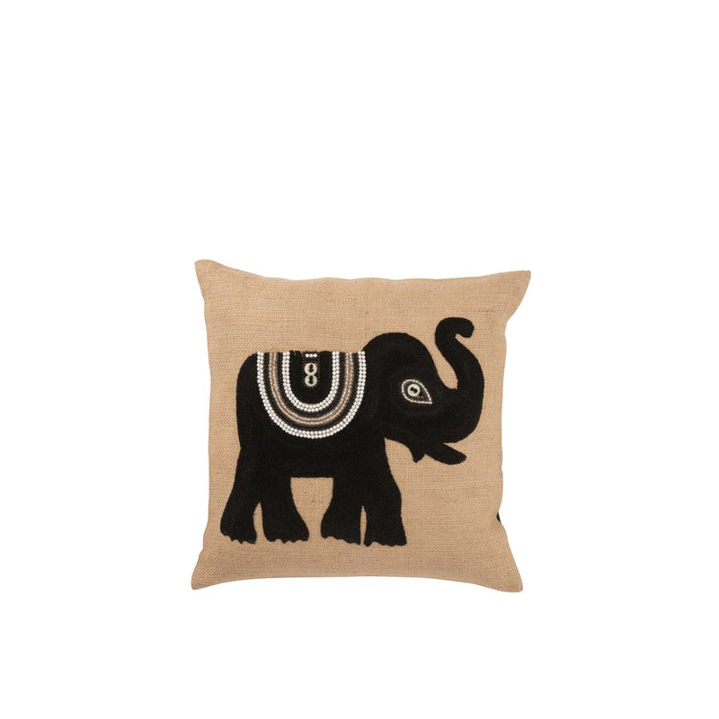 J-Line Cushion Elephant Textile Natural/Black Small