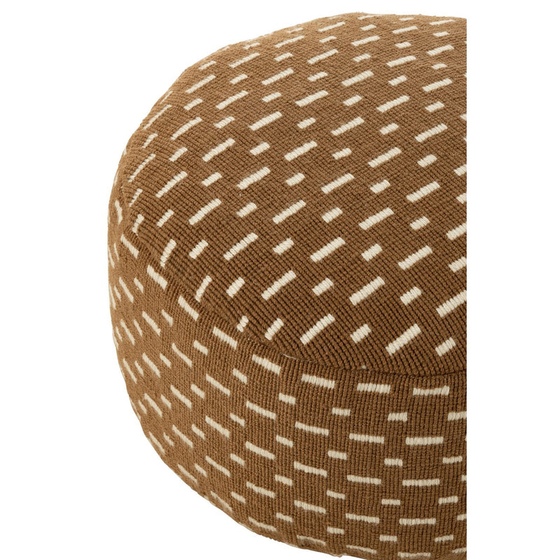 J-Line Pouf Round Lines Outdoor Polyester Braun/Weiß