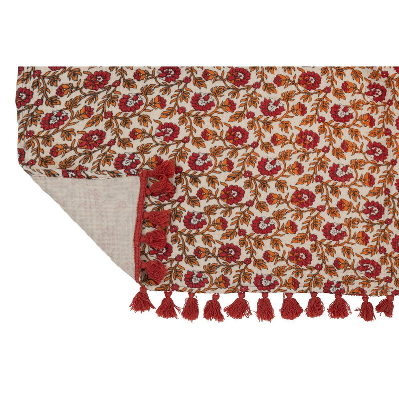 J-Line Plaid strand bloemen - katoen - rood