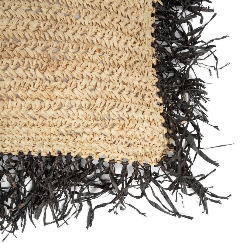 The Raffia Cushion Cover Square - Natural Black - L 