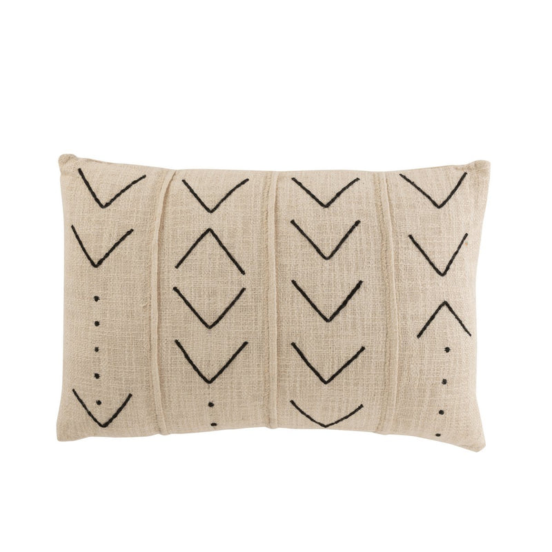 J-Line Cushion Arrow Rectangle Cotton Beige