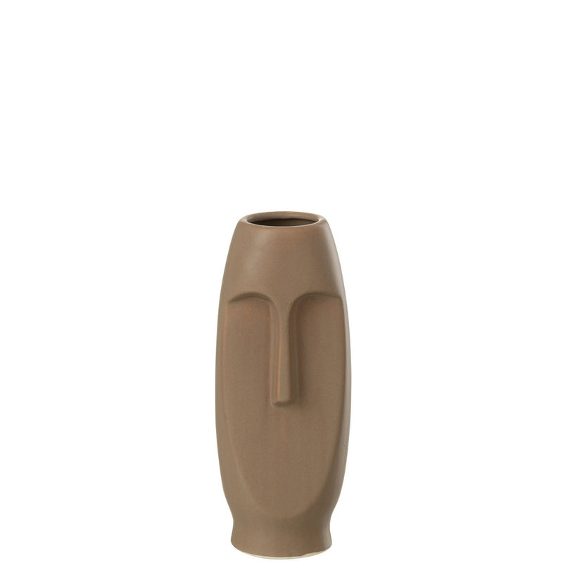 J-Line Vase Face Terracotta Brown Small