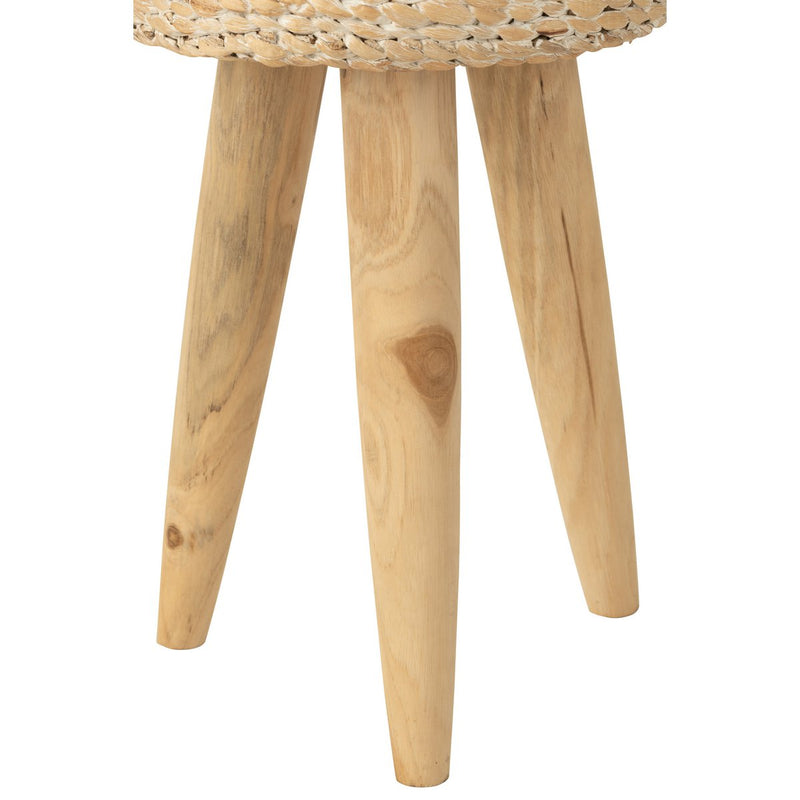 J-Line Hocker Rund – Holz/Wasserhyazinthe – Natur